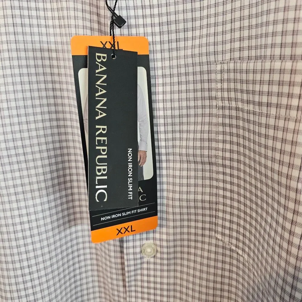 Banana Republic Non Iron Slim Fit Shirt Mens XXL Button Purple Preppy Academia